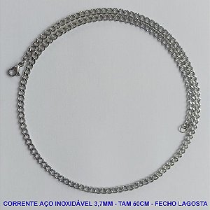 CORRENTE EM AÇO INOXIDÁVEL - TAMANHO 50CM - LARGURA 3,7MM (AÇO4) - FECHO LAGOSTA - COMPOSIÇÃO: AÇO INOXIDÁVEL -  AÇO986