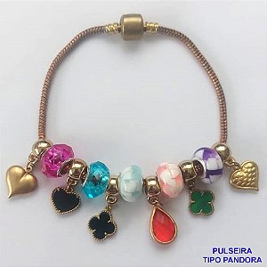 PULSEIRA NO BRUTO PRONTO PARA O BANHO - PULSEIRA TIPO (PANDORA) TAMANHO 20CM COM 11 BERLOQUES - PESO TOTAL 20GR - COMPOSIÇÃO LATÃO - BRU12635