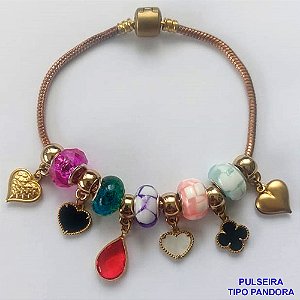 PULSEIRA NO BRUTO PRONTO PARA O BANHO - PULSEIRA TIPO (PANDORA) TAMANHO 20CM COM 11 BERLOQUES - PESO TOTAL 20GR - COMPOSIÇÃO LATÃO - BRU12636