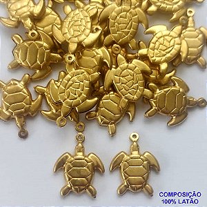 ACESSÓRIO NO BRUTO PRONTO PARA O BANHO(CX110) - PINGENTE TARTARUGA (E0878) - COMPOSIÇÃO: 100% LATÃO - TAMANHO 16X20MM -  PESO TOTAL 1GR - BRU0002096
