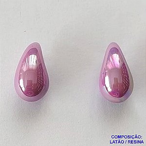 BRINCO NO BRUTO PRONTO PARA O BANHO (CX39) - BRINCO DE PINO FORMATO GOTA LILÁS 8X15MM - PESO TOTAL: 1,5GR - BRU12665