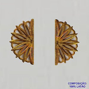 BRINCO NO BRUTO PRONTO BANHO(RO) (CX05) - BRINCO DE PINO MEIA FLOR VAZADA - TAMANHO 11X22MM - PESO TOTAL 1,8GR - BRU12708
