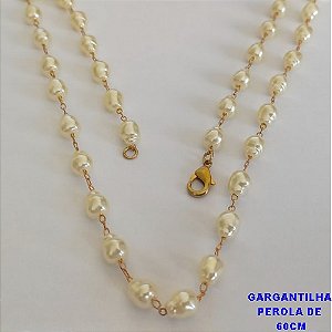 GARGANTILHA NO BRUTO PRONTO PARA O BANHO - GARGANTILHA TODA EM PÉROLAS BARROCAS 7MM - TAMANHO 60CM - PESO: 8GR - BRU12710
