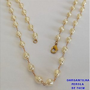 GARGANTILHA NO BRUTO PRONTO PARA O BANHO - GARGANTILHA TODA EM PÉROLAS BARROCAS 7MM - TAMANHO 70CM - PESO: 8,9GR - BRU12711