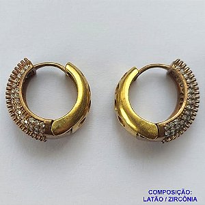 BRINCO NO BRUTO PRONTO BANHO(TTUU) (CX03) - BRINCO ARGOLA COM MICROS ZIRCÔNIAS CRISTAIS - TAMANHO 20MM LARGURA 10MM - PESO TOTAL 11,2GR - BRU12732