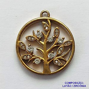 PINGENTE NO BRUTO PRONTO PARA O BANHO (CX08) - PINGENTE ÁRVORE DA VIDA CRAVEJADO EM MICROS ZIRCÔNIAS - COMPOSIÇÃO: LATÃO / ZIRCÔNIA - TAMANHO 19X19MM - PESO TOTAL 2,8GR - BRU12760