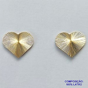 BRINCO NO BRUTO PRONTO PARA O BANHO - BRINCO DE PINO CORAÇÃO - TAMANHO 12MM - PESO TOTAL 0,9GR - COMPOSIÇÃO: 100% LATÃO - BRU12769