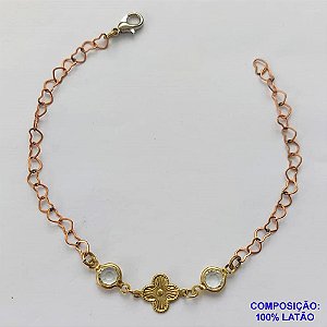 PULSEIRA NO BRUTO PRONTO PARA O BANHO - PULSEIRA COM CRISTAIS  E PINGENTE TIPO VAN CLEEF - TAMANHO 18CM - PESO 1,54GR - BRU12801