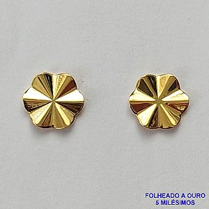 BRINCO FOLHEADO A OURO - BANHADO COM 5 MILÉSIMOS + VERNIZ DIAMOND - BRINCO DE PINO REDONDO MARTELADO 11MM - OURO052