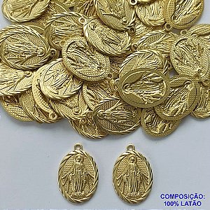 ACESSÓRIO NO BRUTO PRONTO PARA O BANHO (CX25) - NOSSA SRA DAS GRAÇAS 18MM (4353) - PESO 1,5GR - COMPOSIÇÃO: 100% LATÃO - BRU0002248