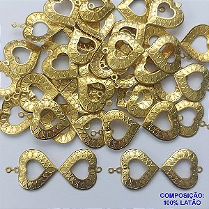 ACESSÓRIO NO BRUTO PRONTO PARA O BANHO (CX24) - CORAÇÃO DUPLO VAZADO 22X24MM (397) - PESO 2GR - COMPOSIÇÃO: 100% LATÃO - BRU0002255