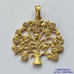 PINGENTE NO BRUTO PARA BANHO (CX25) - PINGENTE ÁRVORE DA VIDA COM ZIRCÔNIAS  - TAMANHO 22X25MM - PESO 2,8GR - BRU12838