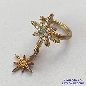 PIERCING NO BRUTO PRONTO PARA O BANHO (CX107)) - PIERCING FLOR COM MICRO ZIRCÔNIAS CRISTAIS/COLORIDA - COMPOSIÇÃO: LATÃO / ZIRCÔNIA - TAMANHO 11x21MM -  PESO TOTAL 1,6GR - (VENDIDO POR UNIDADE) BRU12840