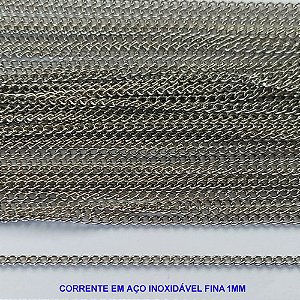 CORRENTE EM AÇO INOXIDÁVEL PRONTA PARA MONTAGEM - (AÇO01) CORRENTE FINA 1MM - VENDIDA POR METRO - AÇO1060