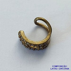 BRINCO NO BRUTO PARA BANHO (CX25) - EAR CUFF COM ZIRCÔNIAS CRISTAIS - TAMANHO 5X11MM (VENDIDO POR UNIDADE) - PESO 1,3GR - COMPOSIÇÃO: LATÃO / ZIRCÔNIA - BRU12846