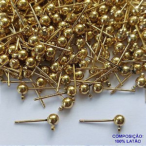 ACESSÓRIO NO BRUTO PRONTO PARA O BANHO - BASE PARA BRINCO COM PINO TIPO BOLINHA 4MM - PESO DO PAR 0,7GR - (VENDIDA POR PAR) - BRU0002272