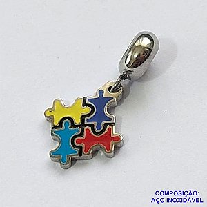 BERLOQUE EM AÇO INOXIDÁVEL(CX27) - BERLOQUE PARA PULSEIRAS TIPO PANDORA - AUTISMO 12X12MM (BQ002570) - COMPOSIÇÃO 100% AÇO INOXIDÁVEL - AÇO1054