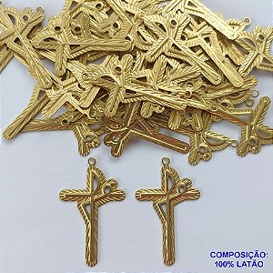 ACESSÓRIO NO BRUTO PRONTO PARA O BANHO (CX28)- ACESSÓRIO CRUCIFIXO PALAVRA FÉ 35MM (E2795) -  PESO TOTAL 1GR - COMPOSIÇÃO: 100% LATÃO - BRU0002308