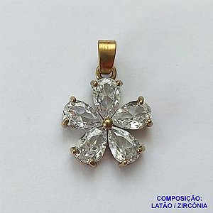 PINGENTE NO BRUTO PARA BANHO (CX29) - PINGENTE FLOR COM ZIRCÔNIAS  - TAMANHO 12MM - PESO 1,4GR - BRU12997