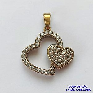 PINGENTE NO BRUTO PARA BANHO (CX29) - PINGENTE CORAÇÕES CRAVEJADOS COM MICROS ZIRCÔNIAS  - TAMANHO 16X16MM - PESO 1,9GR - BRU12999