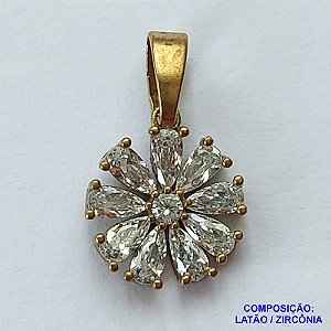 PINGENTE NO BRUTO PARA BANHO(CX29) - PINGENTE FLOR COM ZIRCÔNIAS  - TAMANHO 10MM - PESO 0,8GR - BRU13003