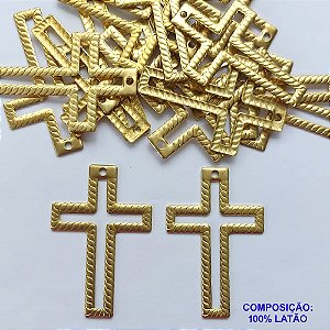 ACESSÓRIO NO BRUTO PRONTO PARA O BANHO (CX29)- ACESSÓRIO CRUCIFIXO VAZADO 50MM (792) -  PESO TOTAL 2,8GR - COMPOSIÇÃO: 100% LATÃO - BRU0002318
