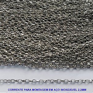 CORRENTE EM AÇO INOXIDÁVEL PRONTO PARA MONTAGEM (AÇO08) - CORRENTE VENDIDA POR METRO - LARGURA 2,2MM - ACO1080