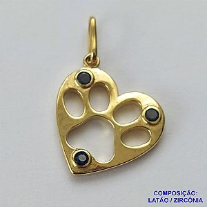 PINGENTE NO BRUTO PRONTO PARA O BANHO (CX27) - PINGENTE CORAÇÃO COM PATINHA CRAVEJADO EM MICROS ZIRCÔNIAS AZUIS (PX000928 C001) - COMPOSIÇÃO: LATÃO / ZIRCÔNIA - TAMANHO 14X15MM - PESO TOTAL 1,3GR - BRU0002332