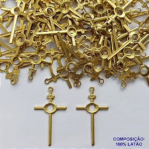 ACESSÓRIO NO BRUTO PRONTO PARA O BANHO (CX35) - ACESSÓRIO CRUCIFIXO 17X30MM (929) - PESO: 0,5GR - COMPOSIÇÃO: 100% LATÃO - BRU0002344