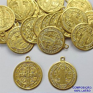 ACESSÓRIO NO BRUTO PRONTO PARA O BANHO (CX36) - ACESSÓRIO MEDALHA SÃO BENTO 25MM (1865) - PESO: 3GR - COMPOSIÇÃO: 100% LATÃO - BRU0002353