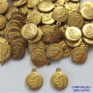 ACESSÓRIO NO BRUTO PRONTO PARA O BANHO (CX37) - ACESSÓRIO MEDALHA DUPLA SANTO ANTÔNIO 14MM (E0665) - PESO: 0,4GR - COMPOSIÇÃO: 100% LATÃO - BRU0002377