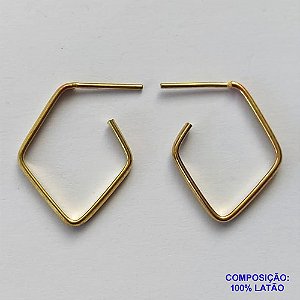 BRINCO NO BRUTO PRONTO PARA O BANHO(SUZI) - BRINCO DE ARGOLA LOSANGO (BR036) - TAMANHO 22MM - LARGURA 1MM - PESO TOTAL 1,8GR - BRU13035