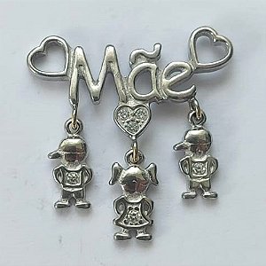 ACESSÓRIO NO BRUTO PRONTO PARA O BANHO (CX40) (MAD) - PINGENTE MÃE COM 2 MENINOS E 1 MENINA - TAMANHO 24MM - PESO 2,1GR - BRU0002397