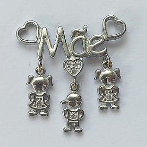 ACESSÓRIO NO BRUTO PRONTO PARA O BANHO(CX40) (MAD) - PINGENTE MÃE COM 2 MENINAS E 1 MENINO - TAMANHO 24MM - PESO 2GR - BRU0002398