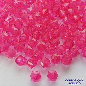 ACESSÓRIO NO BRUTO PRONTO PARA O BANHO(CX67) - CUBINHO EM ACRÍLICO PINK 8MM COM FURO PASSANTE - PESO 0,4GR - BRU0002409