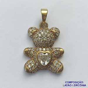 PINGENTE NO BRUTO PRONTO PARA O BANHO (CX39) - PINGENTE URSO CRAVEJADO EM MICROS ZIRCÔNIAS - COMPOSIÇÃO: LATÃO / ZIRCÔNIA - TAMANHO 15X20MM - PESO TOTAL 2,8GR - BRU13053
