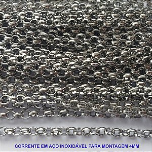 CORRENTE EM AÇO INOXIDÁVEL PRONTO PARA MONTAGEM (AÇO09) - CORRENTE VENDIDA POR METRO - LARGURA 4MM - ACO1090