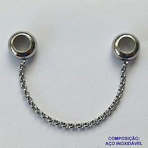 BERLOQUE EM AÇO INOXIDÁVEL(CX42) - BERLOQUE PARA PULSEIRAS TIPO PANDORA - CORRENTE DE SEGURANÇA 6CM (BQ002188) - COMPOSIÇÃO 100% AÇO INOXIDÁVEL - AÇO1111