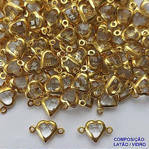 ACESSÓRIO NO BRUTO PRONTO PARA O BANHO - PINGENTE CORAÇÃO CRISTAL COM DUAS ARGOLINHAS - COMPOSIÇÃO: LATÃO / VIDRO - TAMANHO 7,4MM -  (VENDIDO POR UNIDADE) PESO TOTAL 0,4GR - BRU0002446