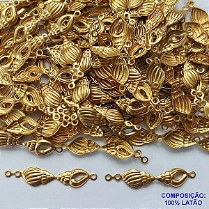 ACESSÓRIO NO BRUTO PRONTO PARA O BANHO(E2466)(CX43) - (E2466) PINGENTE CONCHA DUPLO 13MM - PESO TOTAL 0,2GR - COMPOSIÇÃO: 100% LATÃO - BRU0002451