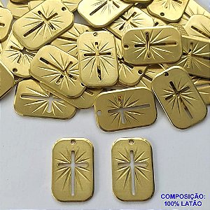 ACESSÓRIO NO BRUTO PRONTO PARA O BANHO (CX41)- (2301) MEDALHA RETANGULAR CRUCIFIXO VAZADO 20MM - PESO TOTAL 2GR - COMPOSIÇÃO: 100% LATÃO - BRU0002470