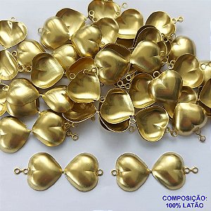 ACESSÓRIO NO BRUTO PRONTO PARA O BANHO(CX66) - (806) PINGENTE CORAÇÃO  DUPLO 16MM - PESO TOTAL 1,7GR - COMPOSIÇÃO: 100% LATÃO - BRU0002491