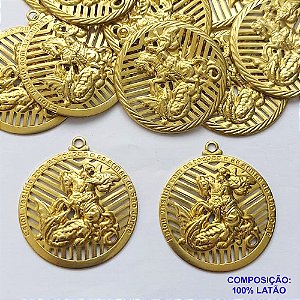 ACESSÓRIO NO BRUTO PRONTO PARA O BANHO(CX43) - (541) PINGENTE REDONDO SÃO JORGE 35MM - PESO TOTAL 5,1GR - COMPOSIÇÃO: 100% LATÃO - BRU0002499