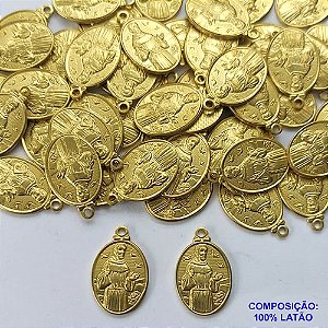 ACESSÓRIO NO BRUTO PRONTO PARA O BANHO(CX68) - (1866) PINGENTE OVAL SÃO FRANCISCO DE ASSIS 15MM - PESO TOTAL 0,9GR - COMPOSIÇÃO: 100% LATÃO - BRU0002502