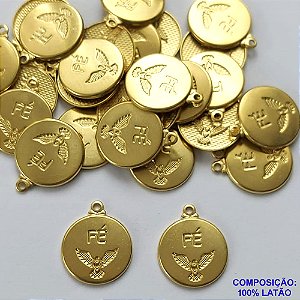 ACESSÓRIO NO BRUTO PRONTO PARA O BANHO(CX57) - (2730) PINGENTE FÉ ESPÍRITO SANTO 15MM - PESO TOTAL 1,1GR - COMPOSIÇÃO: 100% LATÃO - BRU0002513