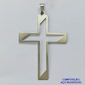 PINGENTE EM AÇO INOXIDÁVEL - PINGENTE CRUCIFIXO VAZADO 31X44MM - COMPOSIÇÃO 100% AÇO INOXIDÁVEL- AÇO1124