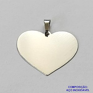 PINGENTE EM AÇO INOXIDÁVEL - PINGENTE CORAÇÃO PARA GRAVAÇÃO 22X27MM - COMPOSIÇÃO 100% AÇO INOXIDÁVEL- AÇO1127