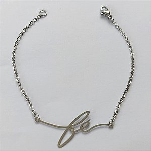 PULSEIRA EM AÇO INOXIDÁVEL - (AÇO07) PULSEIRA COM PINGENTE FÉ - TAMANHO 18CM - FECHO LAGOSTA - COMPOSIÇÃO: AÇO INOXIDÁVEL - AÇO1131