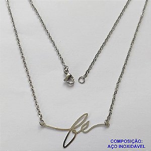 GARGANTILHA EM AÇO INOXIDÁVEL - (AÇO07) GARGANTILHA COM PINGENTE FÉ - TAMANHO 50CM - FECHO LAGOSTA - COMPOSIÇÃO: AÇO INOXIDÁVEL - AÇO1132