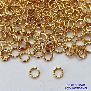 ACESSÓRIO EM AÇO INOXIDÁVEL - ARGOLINHA DOURADA - TAMANHO 5MM - COMPOSIÇÃO 100% AÇO INOXIDÁVEL - AÇO1141